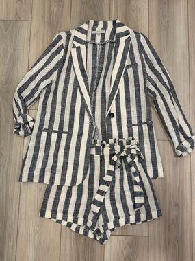 Linen striped suit short set